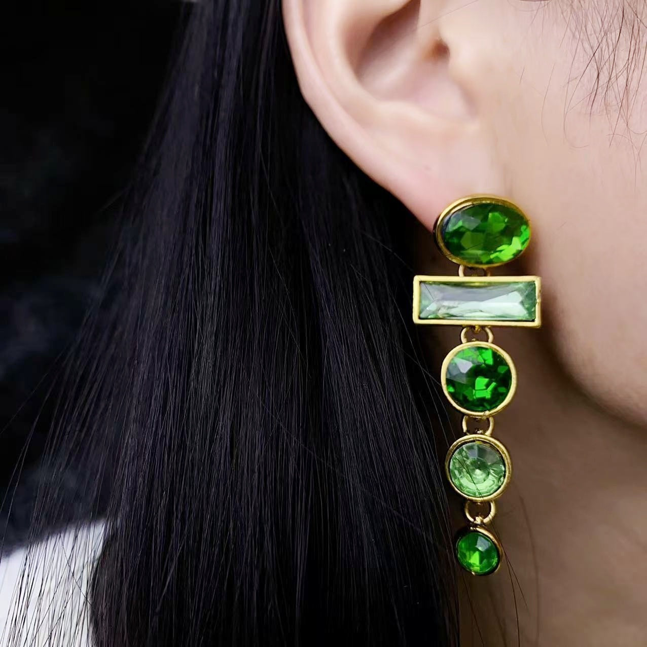 Parure Bijoux Verte 35g - Collier et Boucles d'Oreilles Perles