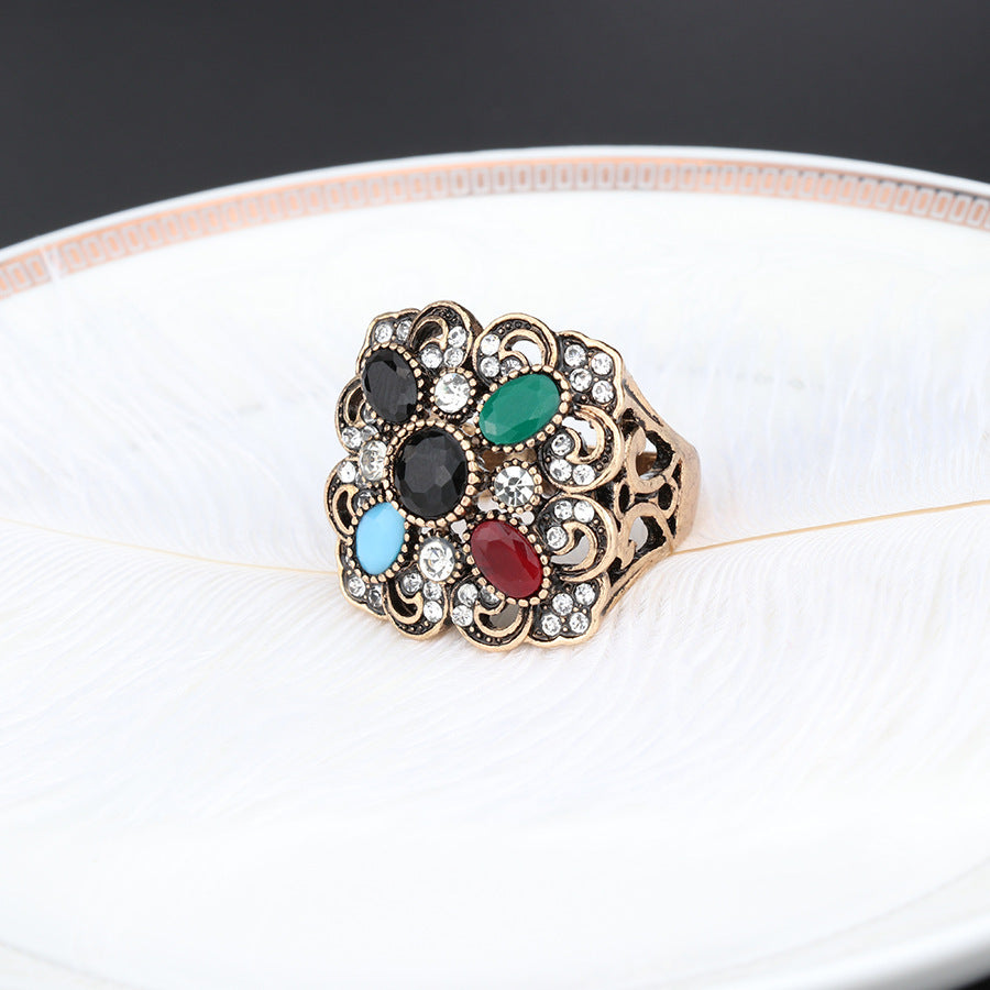Bague Alliage Motif Floral Bohème Vintage 20g