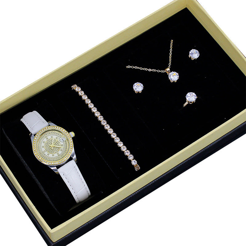 Coffret Bijoux Femme 5 Pièces 110g - Montre Bracelet Collier Boucles Bague