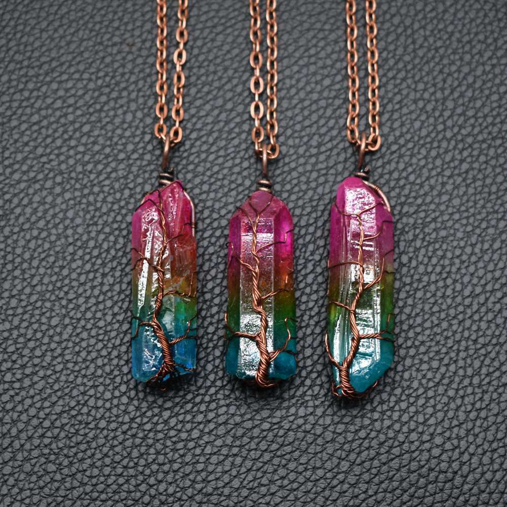 Collier Pendentif Arbre de Vie Cristal 53g - Chaîne Ajustable