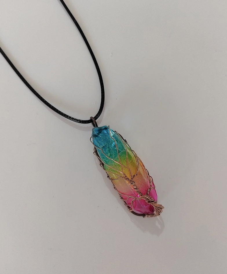 Collier Pendentif Arbre de Vie Cristal 53g - Chaîne Ajustable