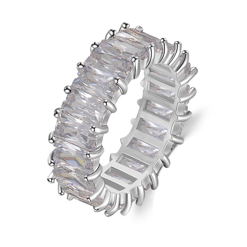 Bague Zircon Multicolore Rectangulaire 16g - Style Géométrique