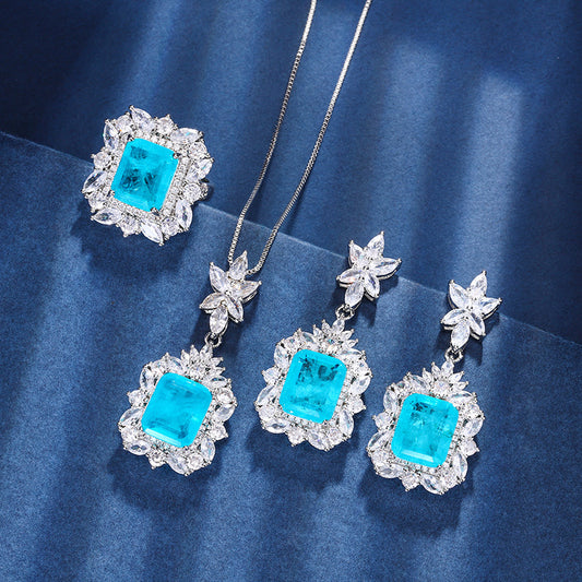 Parure Bijoux Cuivre Plaqué 24g - Motifs Géométriques Carrés
