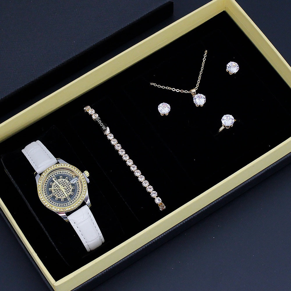 Coffret Bijoux Femme 5 Pièces 110g - Montre Bracelet Collier Boucles Bague