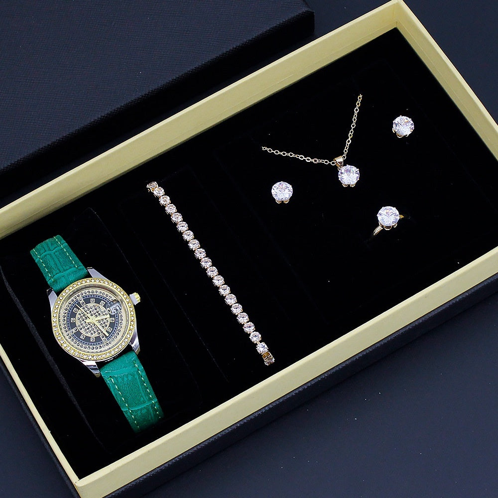 Coffret Bijoux Femme 5 Pièces 110g - Montre Bracelet Collier Boucles Bague