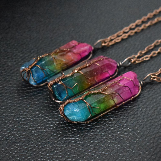 Collier Pendentif Arbre de Vie Cristal 53g - Chaîne Ajustable