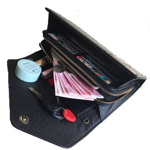 Pochette Femme Enveloppe Motif Crocodile - PU Gaufré