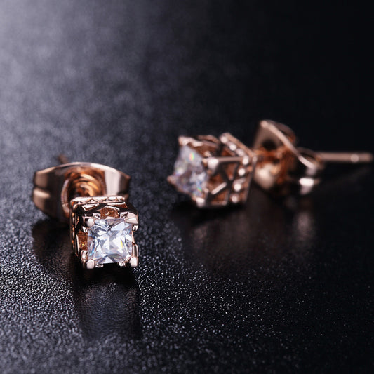 Boucles d'Oreilles Zircon Sertissage 4 Griffes 13g - Plaqué Or Blanc