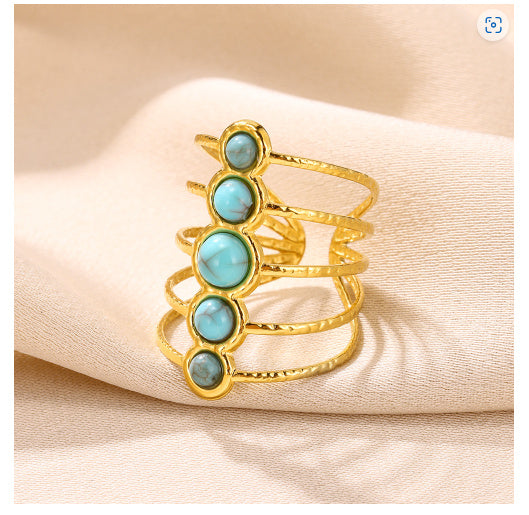 Bague Multicouche Turquoise Incrustée 24g