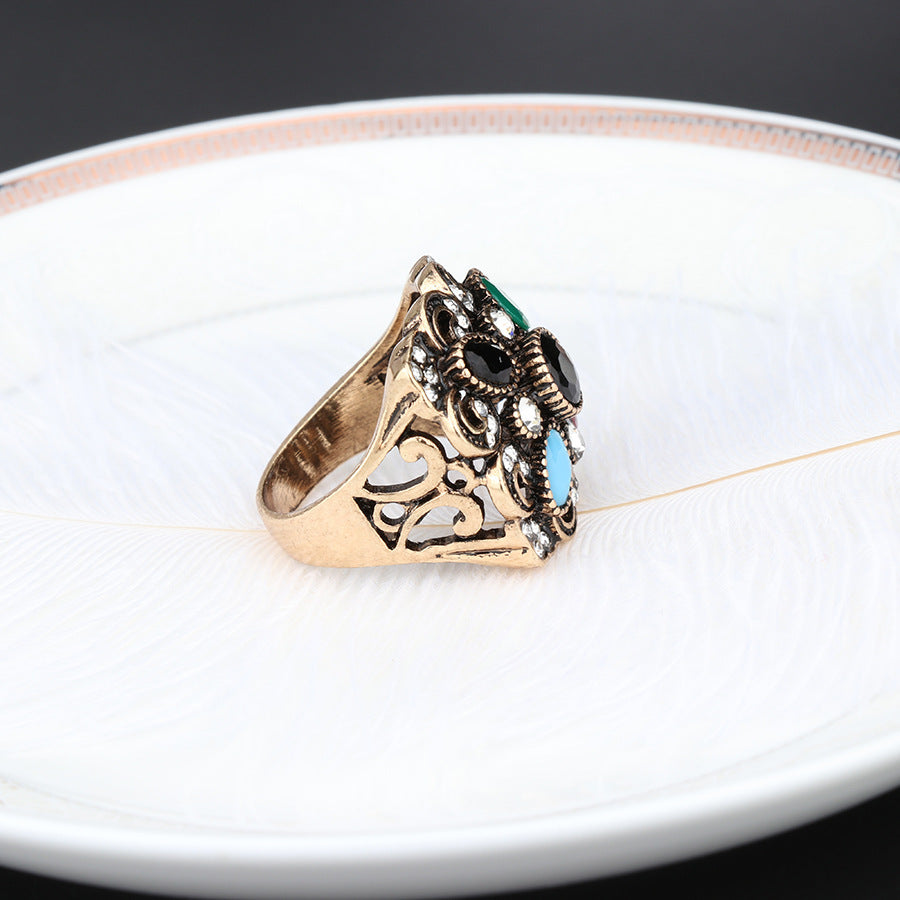 Bague Alliage Motif Floral Bohème Vintage 20g
