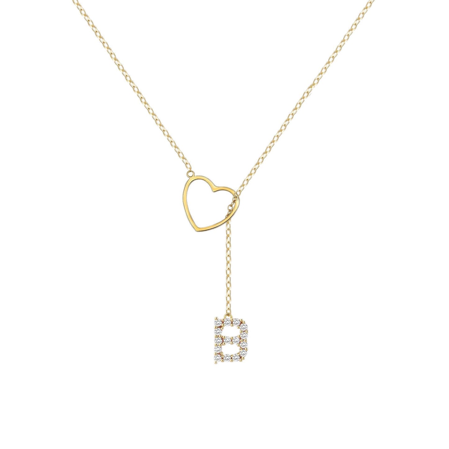 Pendentif Initiales Glamours Doré Zircon - 26 Lettres Anglaises