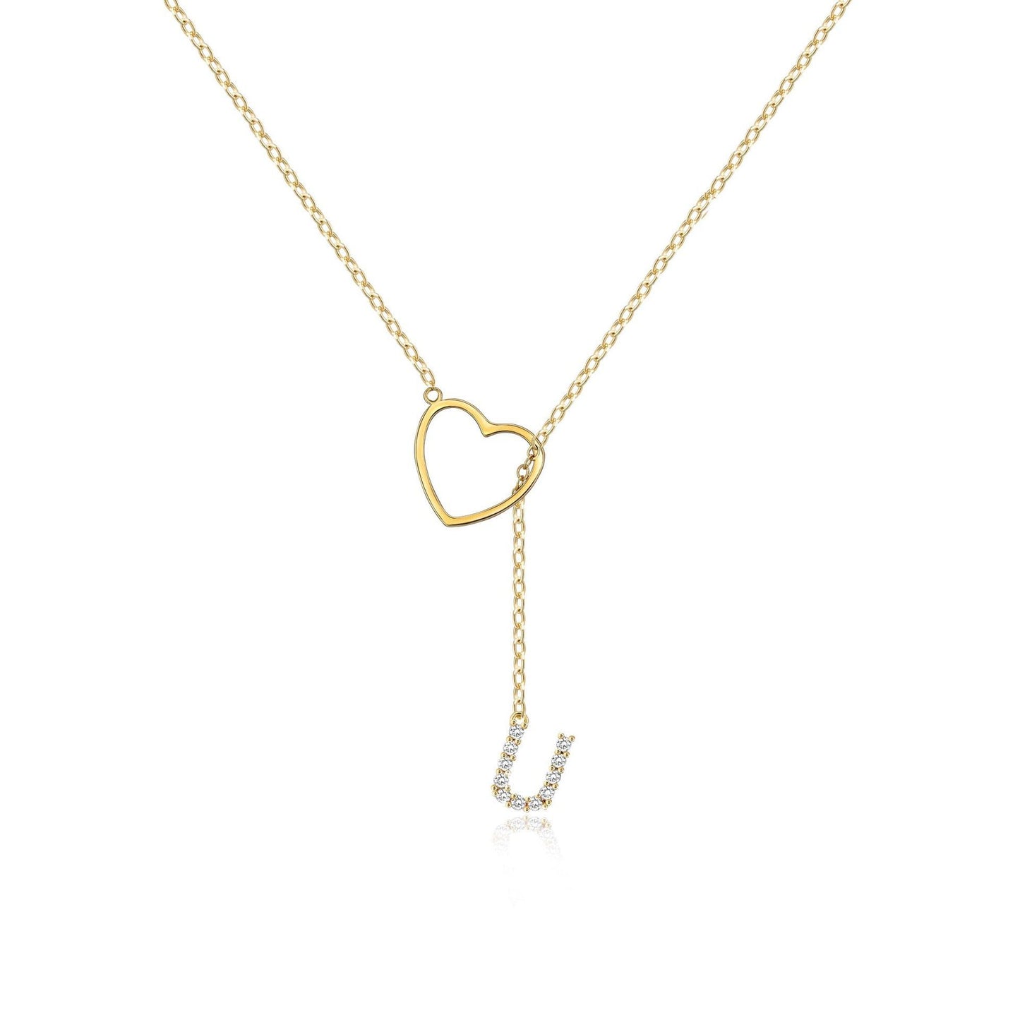 Pendentif Initiales Glamours Doré Zircon - 26 Lettres Anglaises