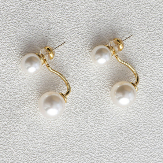 Boucles d'Oreilles Perles Argentées Géométriques 15g - Cuivre Galvanisé
