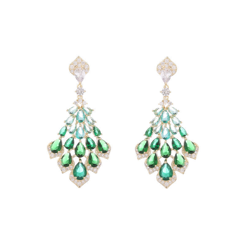 Boucles d'Oreilles Zircon Goutte d'Eau 33g - Motifs Pétales
