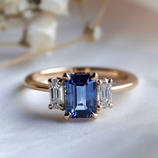 Bague Zircon Carrée Cuivre 16g - Micro-Incrustation Tailles 6-10
