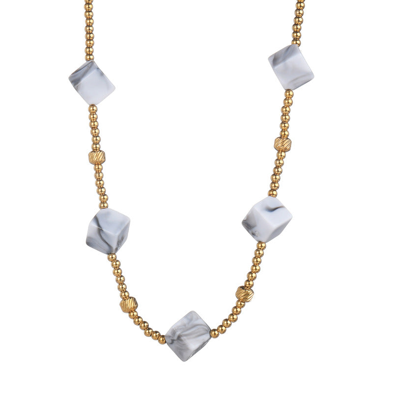 Collier Pendentif Carré Acier Inoxydable 28g - Design Géométrique