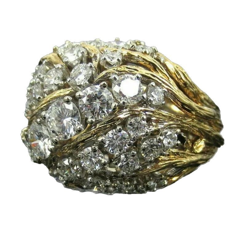 Bague Ajourée Cuivre Zircon 22g - Tailles 6-10 Unisexe