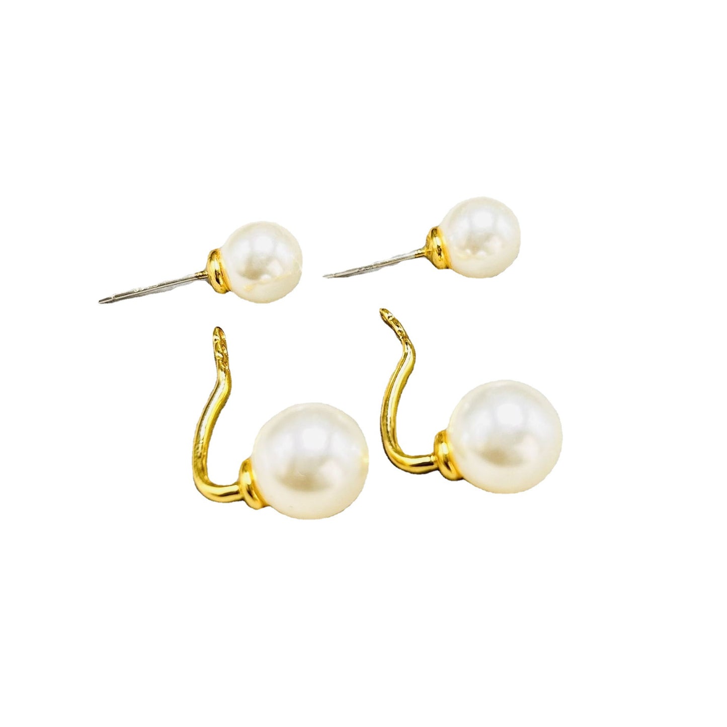 Boucles d'Oreilles Perles Argentées Géométriques 15g - Cuivre Galvanisé