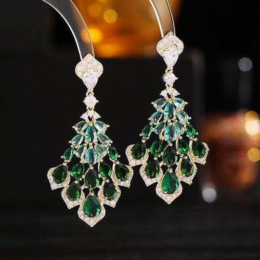 Boucles d'Oreilles Zircon Goutte d'Eau 33g - Motifs Pétales