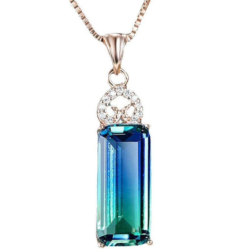 Collier Pendentif Cœur Pierre Carrée 15g - Chaîne Métallique