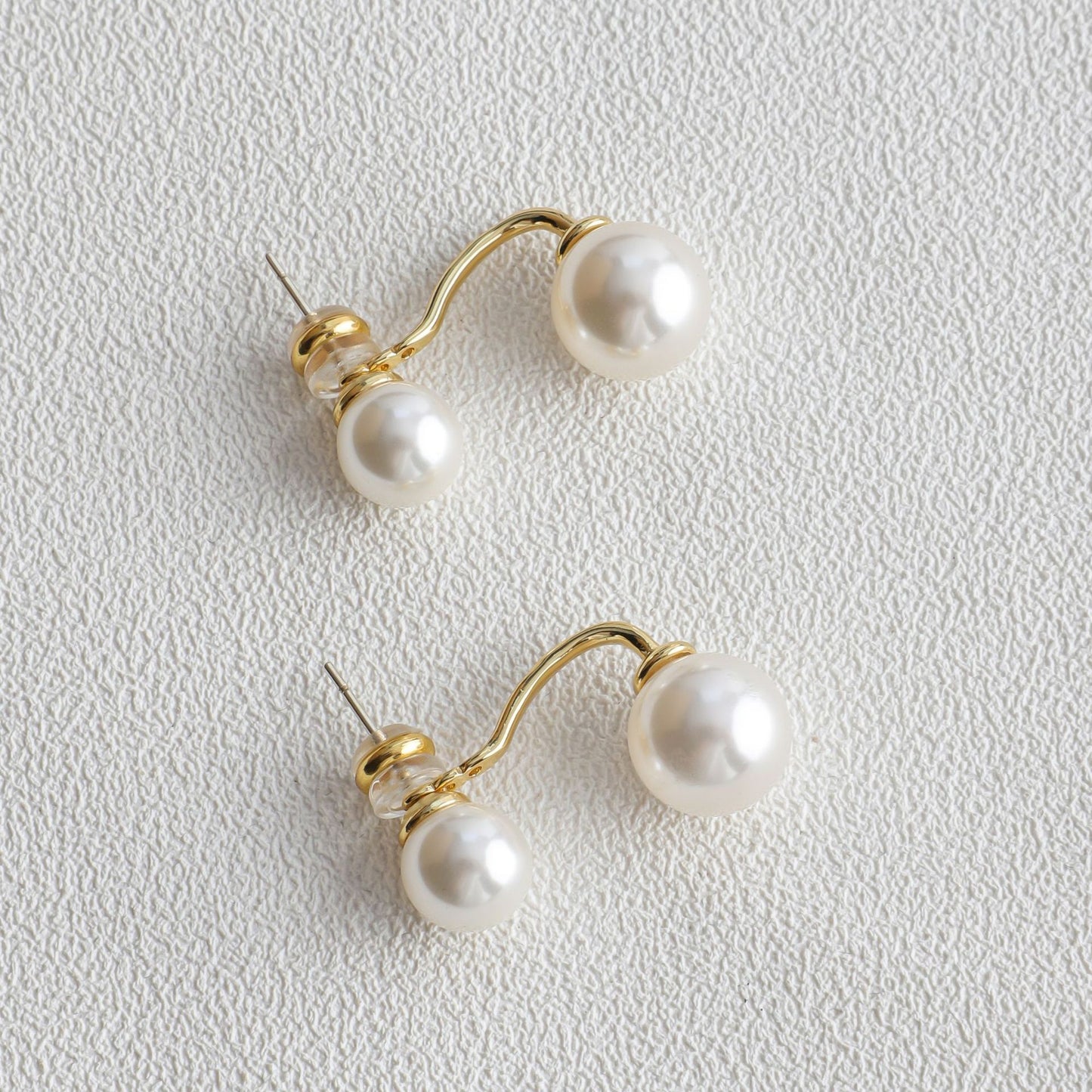 Boucles d'Oreilles Perles Argentées Géométriques 15g - Cuivre Galvanisé