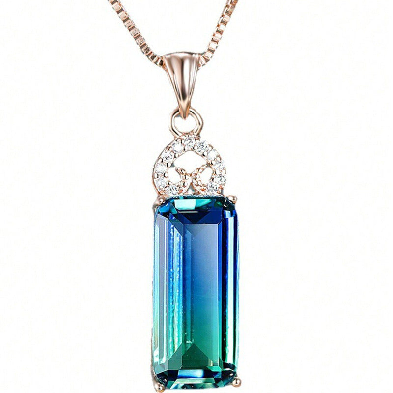 Collier Pendentif Cœur Pierre Carrée 15g - Chaîne Métallique