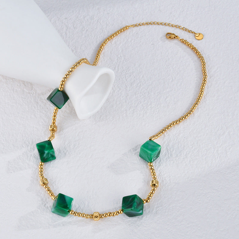 Collier Pendentif Carré Acier Inoxydable 28g - Design Géométrique