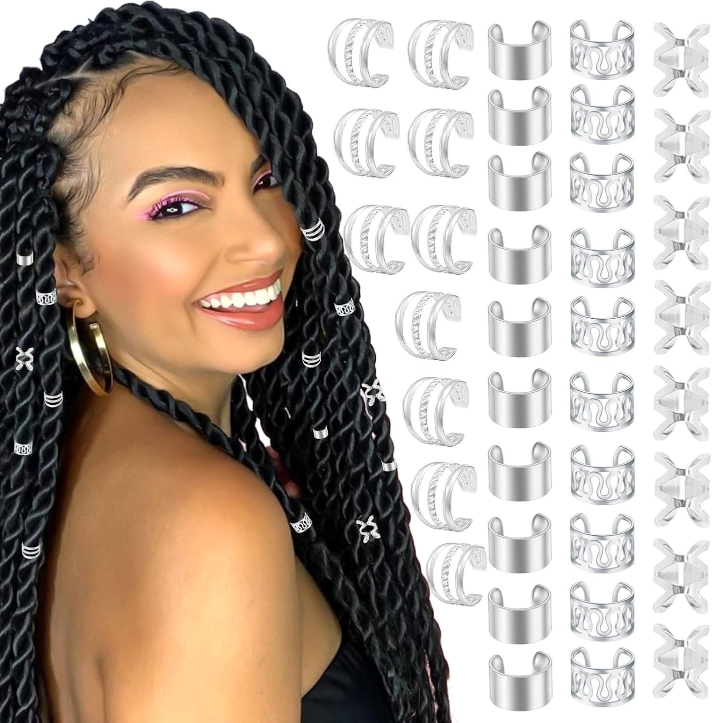 Lot 40 Pinces Cheveux Tressés - Clips Oreille Accessoires