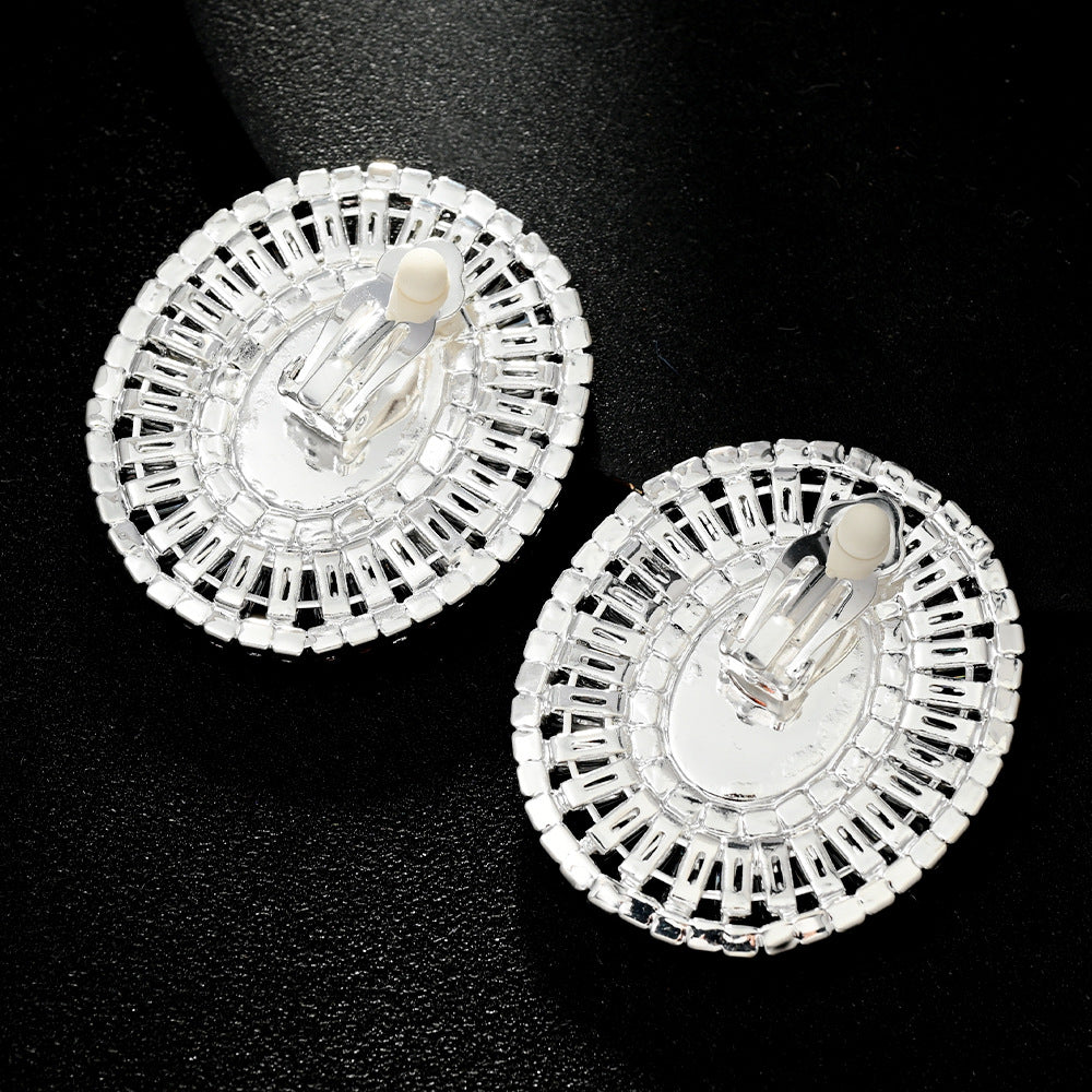 Boucles d'Oreilles Zircon Ovales avec Perles 42g - Électroplacage