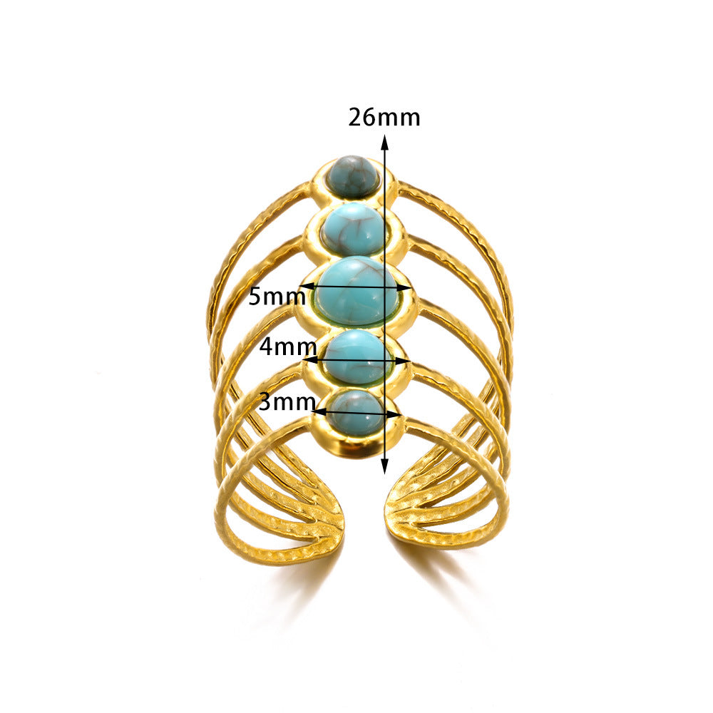 Bague Multicouche Turquoise Incrustée 24g
