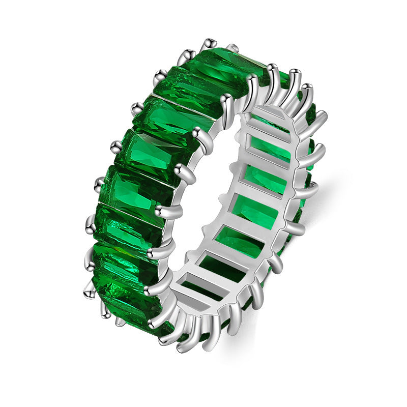 Bague Zircon Multicolore Rectangulaire 16g - Style Géométrique