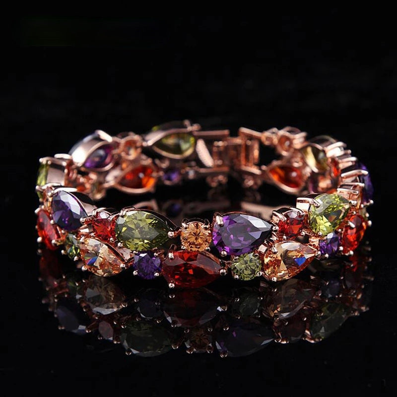 Bracelet Cuivre Zircon Femme 30g Plaqué Or