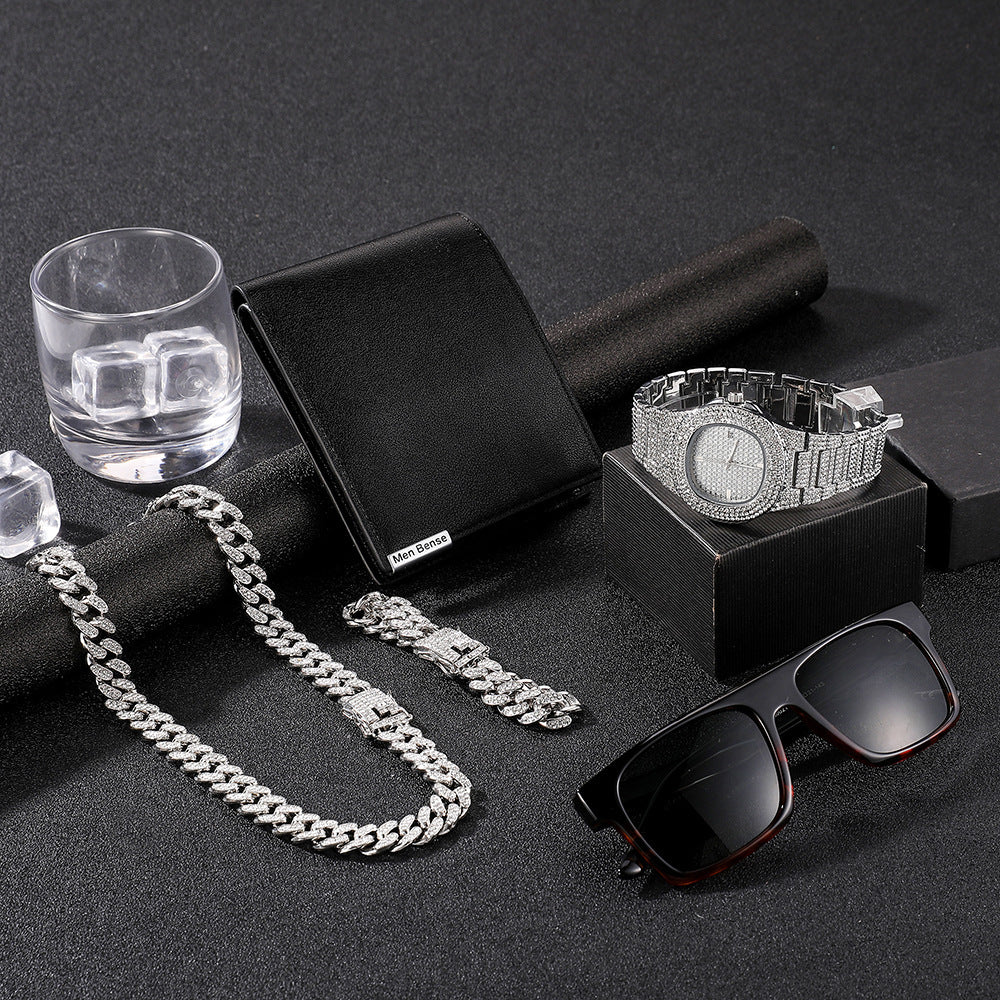 Coffret Cadeau Homme 5 Pièces 585g - Montre Lunettes Portefeuille Ceinture | SADJÉ
