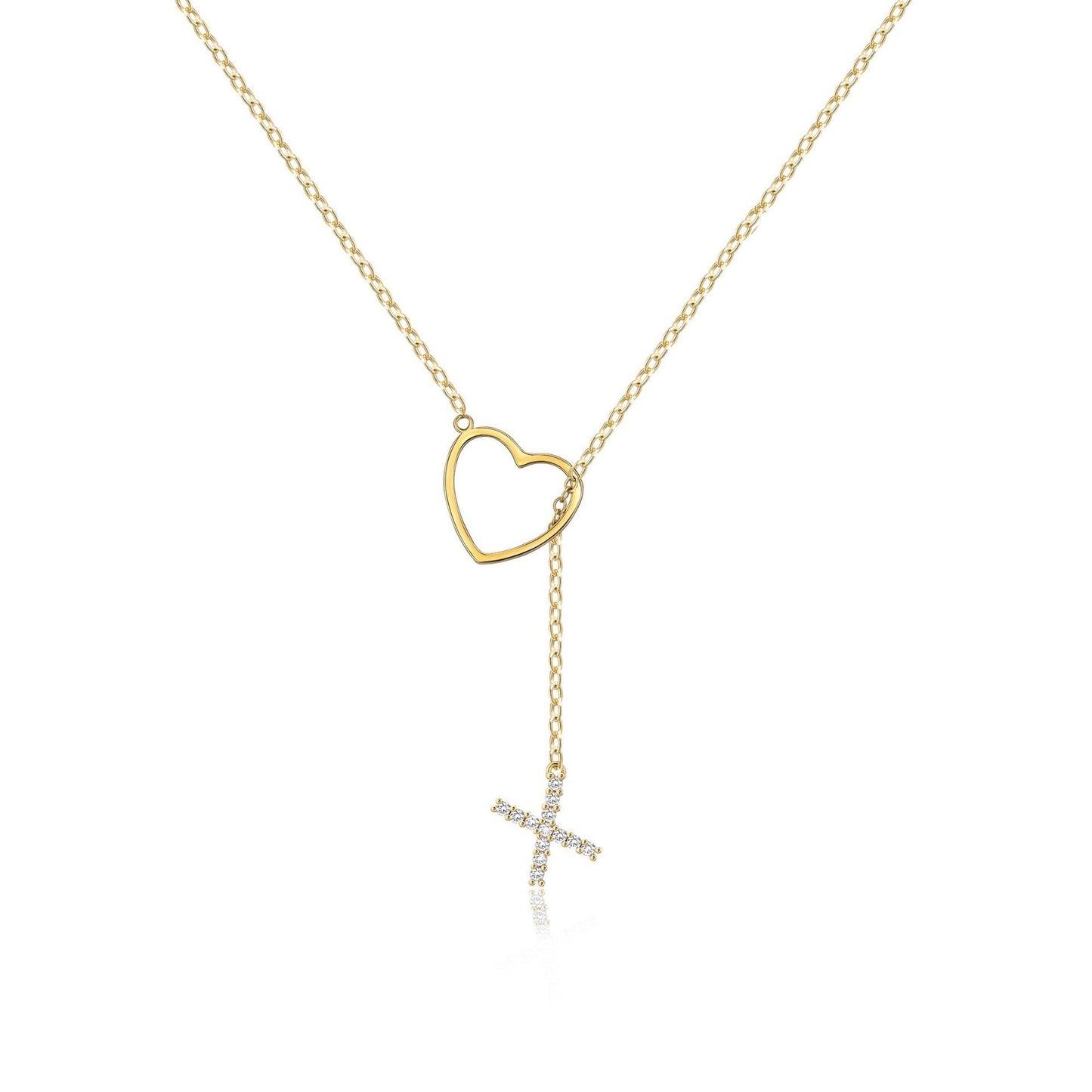 Pendentif Initiales Glamours Doré Zircon - 26 Lettres Anglaises