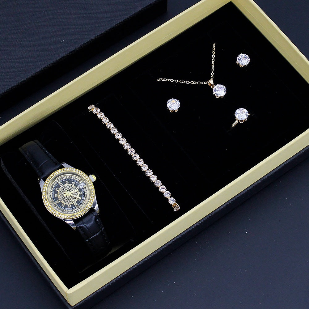 Coffret Bijoux Femme 5 Pièces 110g - Montre Bracelet Collier Boucles Bague