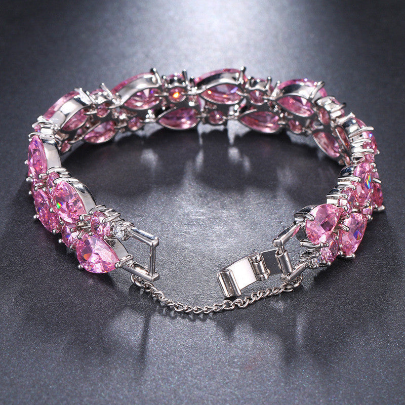 Bracelet Cuivre Zircon Femme 30g Plaqué Or
