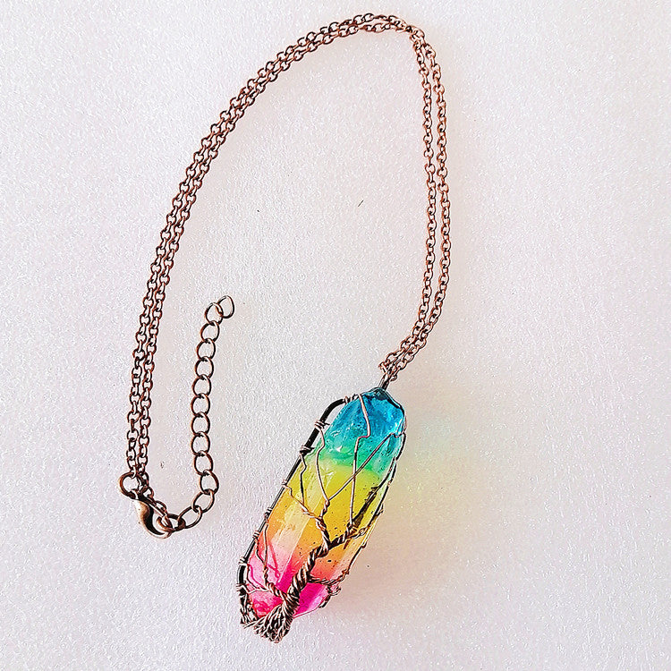 Collier Pendentif Arbre de Vie Cristal 53g - Chaîne Ajustable