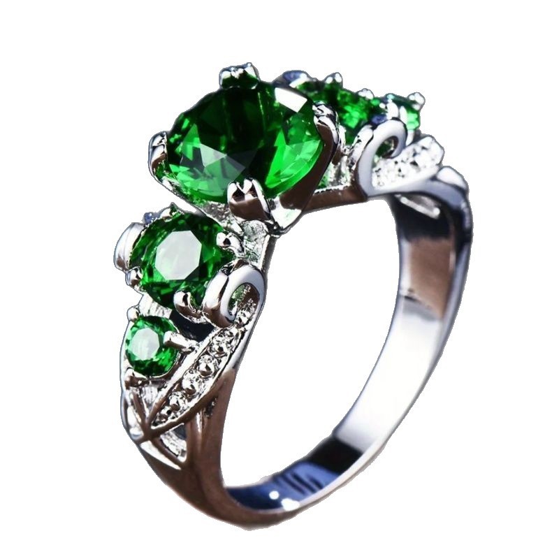 Bague Zircon Vert Ovale 18g - Pierre Synthétique