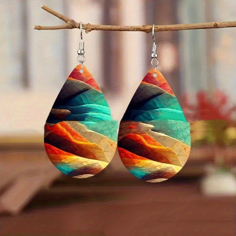 Boucles d'Oreilles Gouttes Acrylique 22g - Motifs Planètes 4 Couleurs