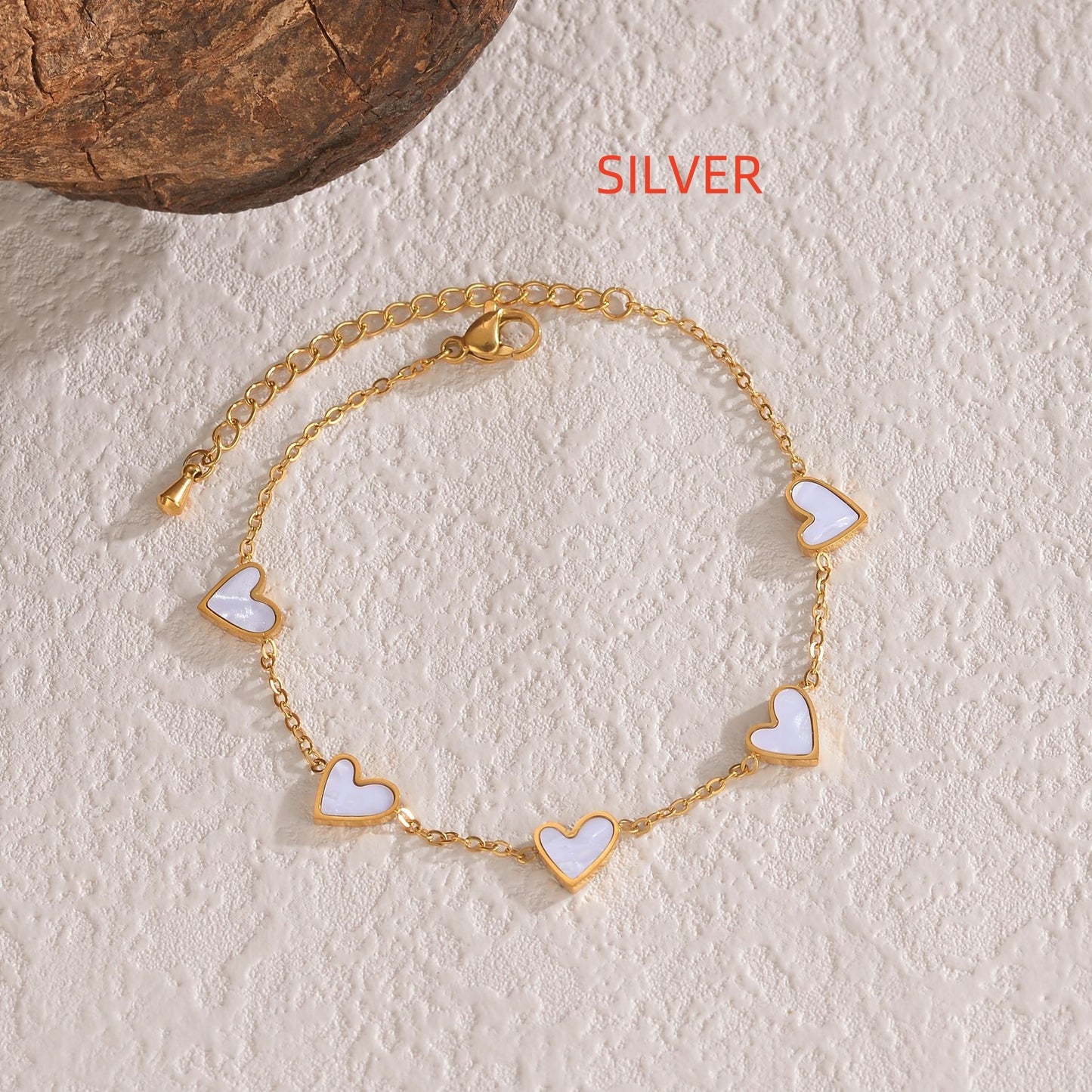 Bracelet Cœurs Gouttelettes Acier Inoxydable 13g - 4 Couleurs Style Européen SADJÉ