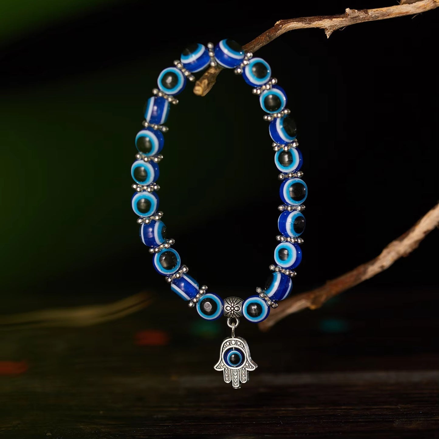 Bracelet Bleu Pendentifs Animaux 15g Résine 8mm