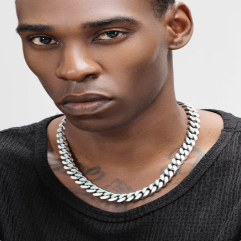 Collier Cubain Homme Chaîne Massive 100g - Découpe Géométrique