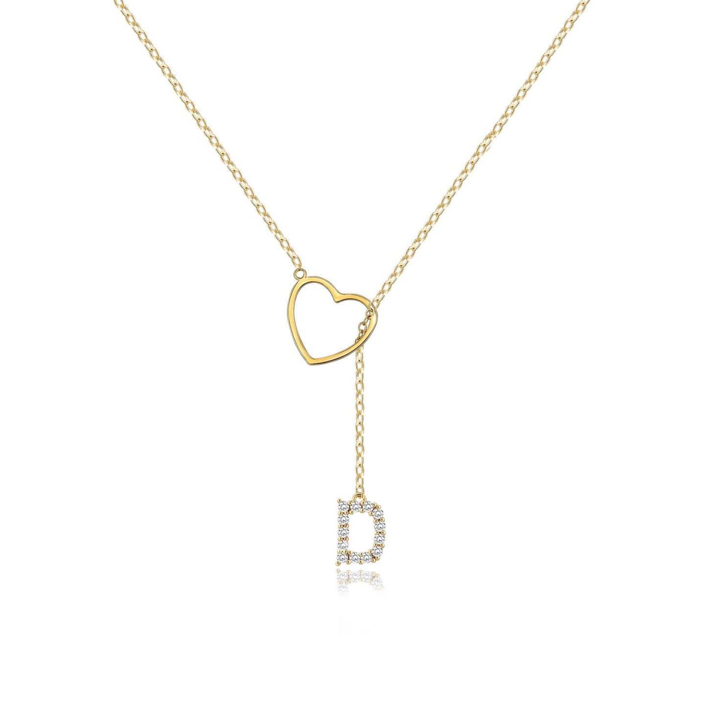 Pendentif Initiales Glamours Doré Zircon - 26 Lettres Anglaises