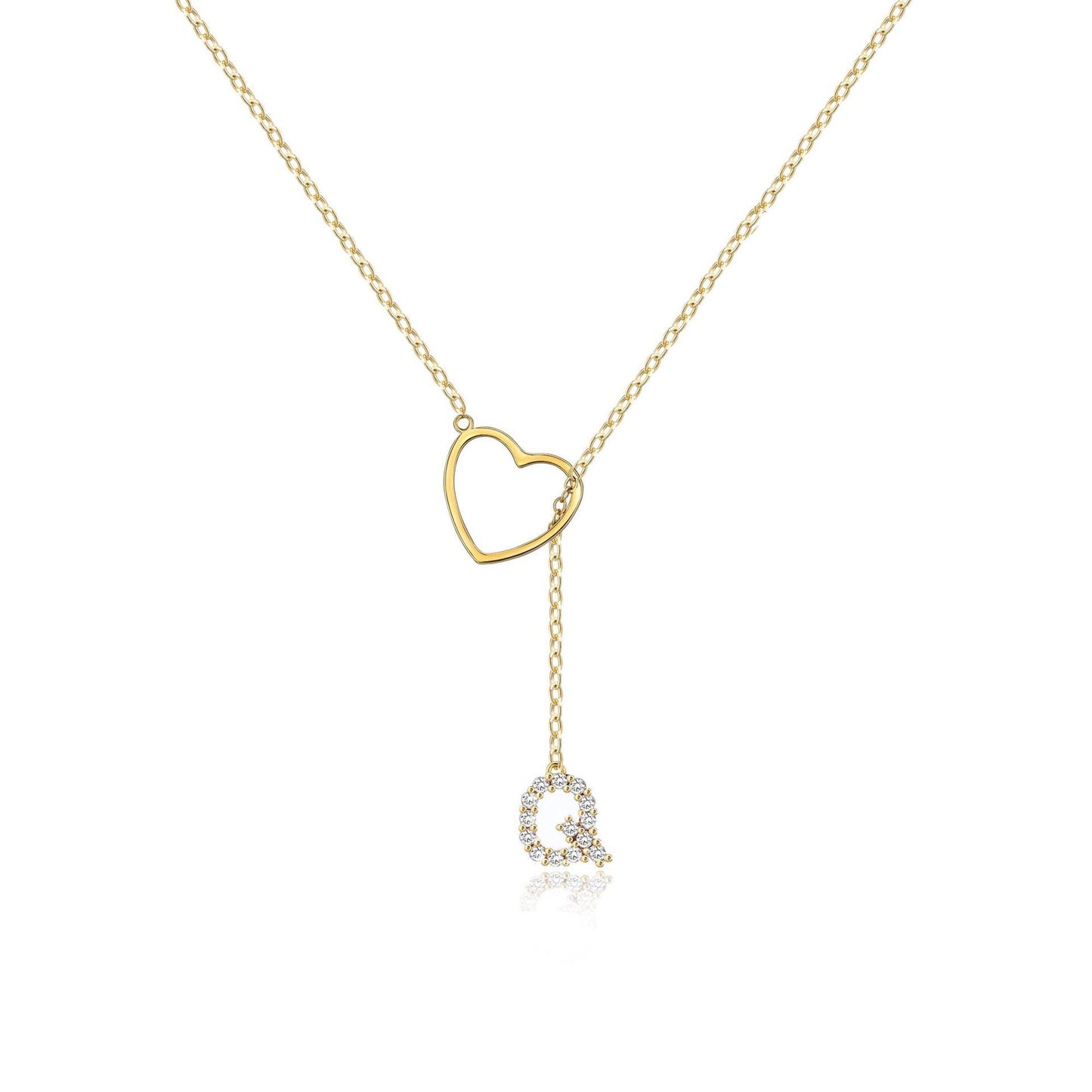 Pendentif Initiales Glamours Doré Zircon - 26 Lettres Anglaises