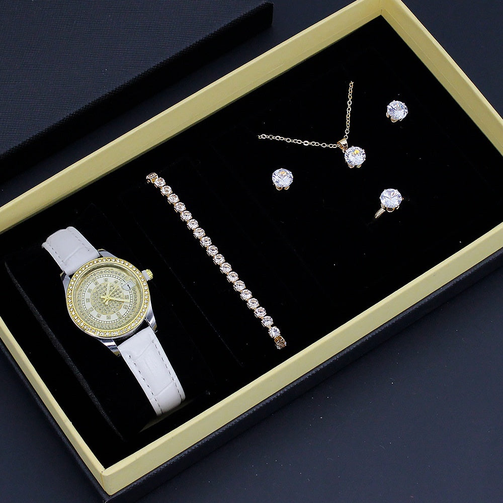 Coffret Bijoux Femme 5 Pièces 110g - Montre Bracelet Collier Boucles Bague