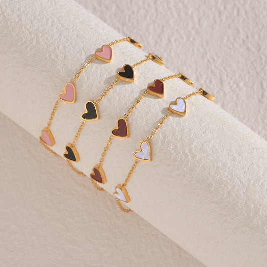 Bracelet Cœurs Gouttelettes Acier Inoxydable 13g - 4 Couleurs Style Européen SADJÉ