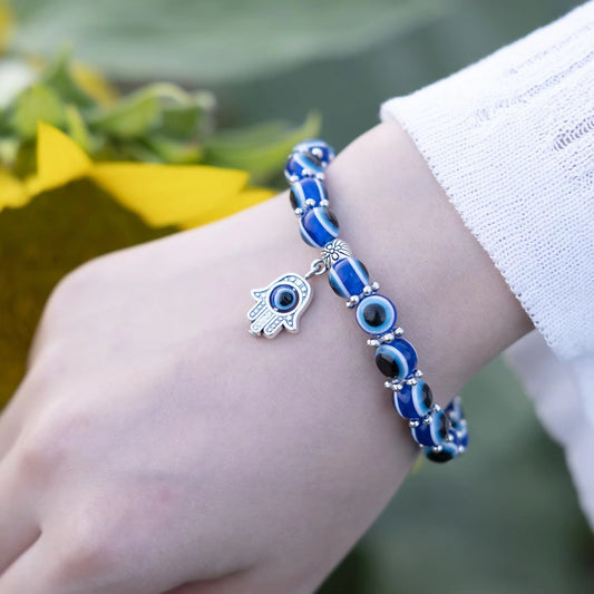 Bracelet Bleu Pendentifs Animaux 15g Résine 8mm